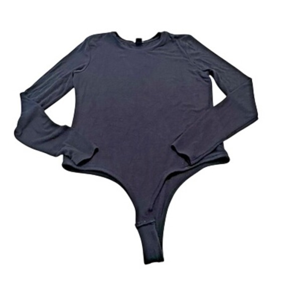 Magaschoni Tops - Magaschoni Black Micromodal Spandex Long Sleeve Thong Bodysuit Size S‎